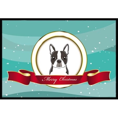 Carolines Treasures Carolines Treasures BB1513JMAT Boston Terrier Merry Christmas Indoor & Outdoor Mat; 24 x 36 in. BB1513JMAT